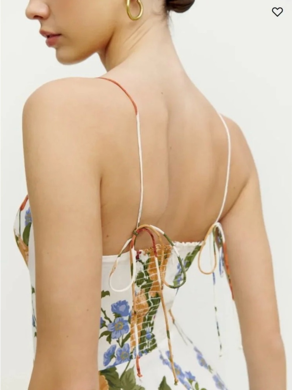 Reformation Juliette Midi Dress Formosa Floral Size 10 Sweetheart Tie Strap - Picture 6 of 15
